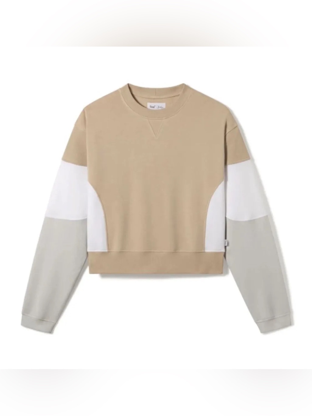 Helen Owen X Feat Treecell Plush Crewneck Colorblock Tan White Grey New Xs Nwt